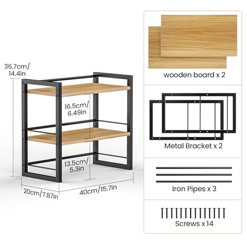 ART-GIFTREE 2-Tier Wood Desk Shelf Organizer for Office and Home Storage - Black - WoodArtSupply