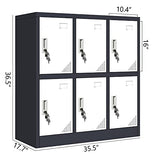 MAYROY Metal Locker Office Storage Locker Home Steel Locker School Storage Organizer, Storage Cabinet for Kids Students Employee (Gray, W6D) MAYROY