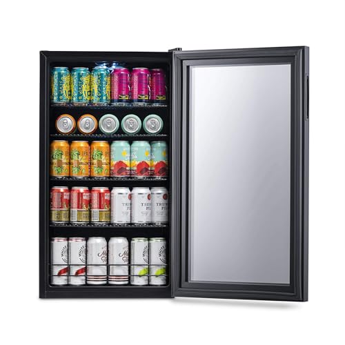 NewAir Beverage Refrigerator Cooler with 126 Can Capacity - Freestanding Mini Bar Beer Fridge for Bedroom, Dorm, Office - Small Refrigerator Cools to 37F Perfect For Beer, Soda, And Drinks NewAir