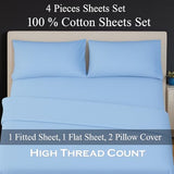Exotic Linen Twin Size Sheets Set - 4 Piece Set - Hotel Luxury Bed Sheets - Extra Soft - 10" Deep Pockets - Easy Fit - Breathable & Cooling - Comfy -Light Blue Solid - 100% Cotton Sheets - 4 PC Exotic Linen