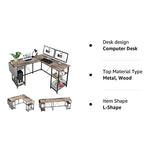 X-cosrack 2 Person Desk Large L-Shaped Computer Desk with Storage Shelves Drawer, Home Office Writing Corner Desk, Long Desk PC Laptop Workstation with Hooks Storage Bag Cable Hole X-cosrack