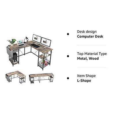 X-cosrack 2 Person Desk Large L-Shaped Computer Desk with Storage Shelves Drawer, Home Office Writing Corner Desk, Long Desk PC Laptop Workstation with Hooks Storage Bag Cable Hole - WoodArtSupply