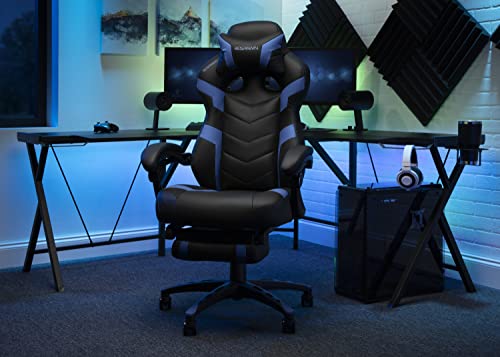 RESPAWN 110 Ergonomic Gaming Chair with Footrest Recliner - Racing Style High Back PC Computer Desk Office Chair - 360 Swivel, Adjustable Lumbar Support, Headrest Pillow, Padded Armrests - 2021 Blue RESPAWN