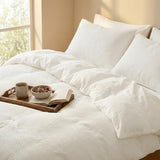 DCSKY Cotton Duvet Cover Twin,100% Cotton Waffle Weave White Duvet Covers Twin Size,Luxury Textured & Breathable 2pcs with 1 Pillow Shams for All Season 68x90 Inches DCSKY