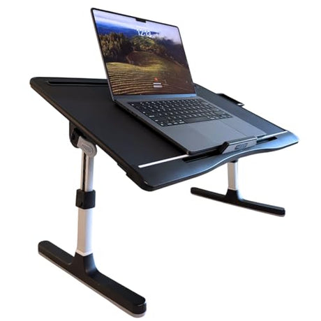 Xebec Air Desk Adjustable Laptop Lap Desk with Height & Tilt | Portable Standing Desk Converter | Foldable Bed Table with Storage Drawers & No-Slip Surface for Home Office Work Xebec