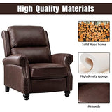 CANMOV Pushback Recliner Chair Faux Leather Armchair Push Back Recliner with Rivet Decoration Single Sofa Accent Chair for Living Room, Reddish Brown CANMOV
