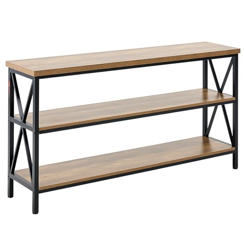 VEVOR Narrow Console Table, 55 Inch Entryway Table, 3-Tier Long Hallway Table, Sofa Table with Metal Frame, Console Tables for Entryway, Hallway, Living Room & Bedroom VEVOR