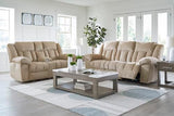 Signature Design by Ashley Tip-Off Classic Wall Hugger Power Reclining Sofa with Adjustable Headrest and USB Ports, Light Brown Signature Design by Ashley