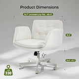 amseatec Criss Cross Chair with Armrests & Wheels, PU Leather Vanity Chair, Comfortable Adjustable Swivel Computer Office Desk Chairs for Home, Make Up, Bed Room (White) amseatec