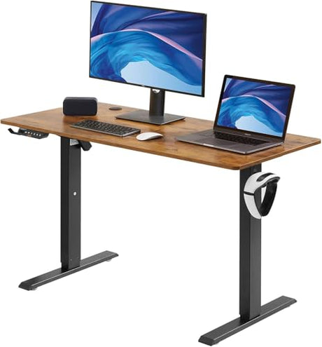 VEVOR Height Adjustable Desk, 47.2 x 23.6 in, Support 180 lbs, Electric Standing Desk with 3 Memory Presets, Sturdy Dual Metal Frame, Versatile Computer Sit Stand up Desks, Suitable for Home Office VEVOR
