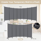 Room Divider 8 Panel Room Dividers/Wheels, Fabric Room Divider Panel for Office Room Partitions and Dividers, Portable Partition Wall Divider for Room Separation, Freestanding Privacy Screen Indoor HOMSCREENER