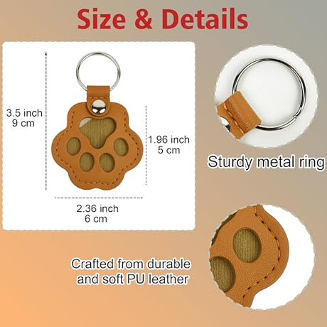 D95COCC Pet Paw Keychain – Refillable Leather Paw Print Keepsake for Dog or Cat Hair, Transparent Pet Memorial Keychain with Clear Compartment, Sympathy for Pet Lovers, Fur Animal Paw Shaped Pendant D95COCC