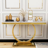 Asday Gold Console Table, 50 Inch Glam White and Gold Entryway Table with U-Shaped Base, Polished Gold Entrance Table with White Top for Entryway, Hallway, Foyer Asday