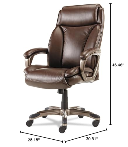 Alera Alera Veon Series Executive High-Back Bonded Leather Chair, Supports Up to 275 Lb, Brown Seat/Back, Bronze Base Alera