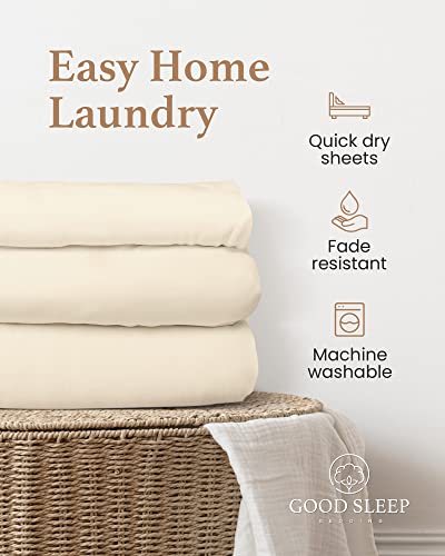 Good Sleep Bedding Twin XL Fitted Sheet - 800 TC Extra Long Twin Sheets for Dorm, 100% Egyptian Cotton, Soft & Breathable XL Twin Fitted Sheets Only, 16 Inch Twin XL Deep Pocket Fitted Sheets - Ivory Good Sleep Bedding