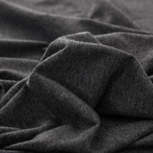 PURE ERA Jersey Knit Duvet Cover Set 100% T-Shirt Cotton Super Soft Comfy 3pc Bedding Set with Zipper Closure (Heather Charcoal Grey, Queen) PURE ERA