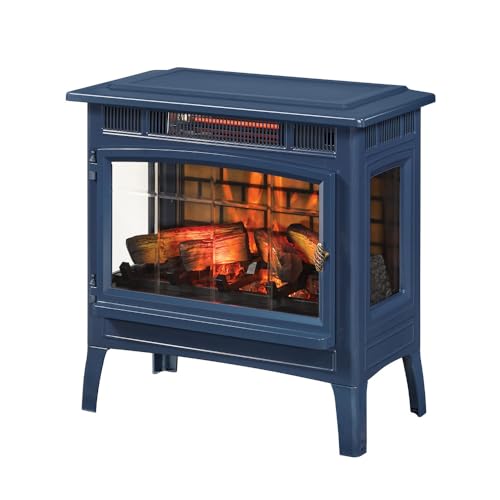 duraflame Freestanding Electric Fireplace Stove Heater with 3D Flame Effect for 1,000 Sq. Ft. Room, Navy Duraflame