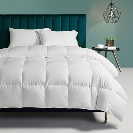 TOPGREEN Organic Feathers Down Comforter Full Size, All Season Duvet Insert with 100% Organic Cotton Cover, Medium Warm Bed Comforter with Corner Tabs(82x86, White) TOPGREEN