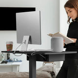 AVLT 44" Height Adjustable Foot Pedal Rolling Desk with Shelf (3 ft 8 inches) - Pneumatic Laptop Standing Desk Cart - Mobile Laptop Cart - Black Computer Projector Cart with Brake Casters AVLT