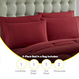 Sweet Home Collection 7 Piece Comforter Set Bag Solid Color All Season Soft Down Alternative Blanket & Luxurious Microfiber Bed Sheets, Red, Twin XL Sweet Home Collection