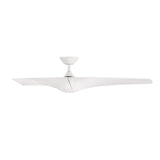 Zephyr Smart Indoor and Outdoor 3-Blade Ceiling Fan 52in Matte White with Adjustable CCT 2700K-3000K-4000K-5000K LED Light Kit and Remote Control works with Alexa, and iOS or Android App Modern Forms