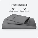 Bare Home Luxury 1800 Ultra-Soft Microfiber Fitted Sheet & Pillowcase Set - Double Brushed - Deep Pockets - Easy Fit - Full, Grey Bare Home