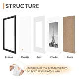 upsimples 11x14 Picture Frame Set of 5, Display Pictures 8x10 with Mat or 11x14 Without Mat, Wall Gallery Photo Frames, Black upsimples