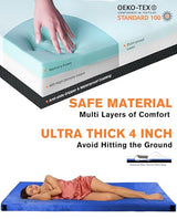 GAIALOOP 4 INCH Thick Memory Foam Camping Pad Futon Mattress, Portable Floor Sleeping Mat Sleepover Guest Bed Roll Up Mattress for Outdoor [Twin:75 * 38 * 4"] Gaialoop