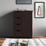 Yaheetech Espresso Wooden Bathroom Storage Cabinet with 4 Drawers and Cupboard Yaheetech