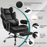 GTPLAYER Gaming Chair,Office Chair with Pocket Spring Lumbar Support, Ergonomic Comfortable Wide Office Desk Computer Chair with Outward Fixed Soft Armrests and Footrest (PU Leather, Black) GTPLAYER