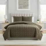 VCNY Home Full/Queen Size Pinsonic Circle Bedding Set - 3 Piece | Quilt & 2 Pillow Shams | Elegant Home Decor | Soft, Durable & Breathable | Wrinkle Resistant | Circles Olive Green VCNY Home