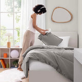UGG Leonora Comforter Set with 1 Pillow Sham Lightweight Down Alternative Blanket Reversible All Season Washable and Hypoallergenic Bedding Set for College Dorm, Twin/Twin XL, Light Grey UGG