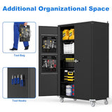 Yeeoy Wide & Deep Metal Garage Storage Cabinet with Pegboard & Adjustable Shelves, Lockable Storage Cabinet with Wheels, Tool Organization Cabinets for Office Garage Shop, 43''W x 22''D x 72''H Yeeoy