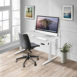 Mount-It! Motorized Sit Stand Adjustable Height Desk Frame with 48" Tabletop - Ergonomic Single Motor Adjustable Standing Height Table, Desktop Rising Up to 47.2" Memory Control, Large White Desk Mount-It!