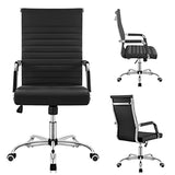 Shahoo PU Leather Office Chair, Mid-Back Chairs, Executive Swivel Armchair for Conference Room, Home Offices, Black Shahoo