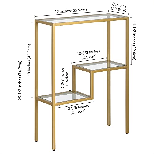 Henn&Hart 22" Wide Rectangular Console Table in Brass, Entryway Table, Accent Table for Living Room, Hallway Henn&Hart