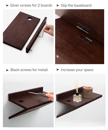 Sivapleso Modern Floating Nightstand Wooden Hanging Bedside Table with Cable Hole Small Wall Mounted Night Stand Shelf Organizer for Bedroom Livingroom 13 Inch Wide 7 Inch Deep Sivapleso