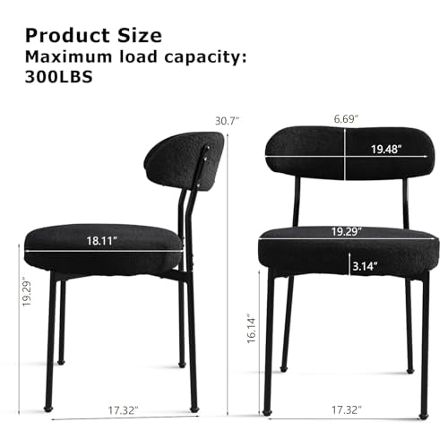 JETEAGO Dining Table and Chair Set 31.5" Black Round Table&2 Boucle Upholstered Chairs for Kitchen Dining Room Small Space 3 Piece Dining Table and Chair Set (Black) JETEAGO