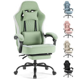 Sweetcrispy Computer Gaming Chair - High Back Ergonomic Desk Chair with Footrest and Lumbar Support, Height Adjustable Task Chair with Linkage Armrests and Headrest, 360° Swivel Wheels, Green Sweetcrispy