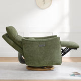 CHITA Swivel Rocker Recliner Chair, Power Nursery Glider Recliner, Nursery Rocking Chair with Adjustable Power Headrest, FSC Certified, Solid Wood Base, Moss Green CHITA