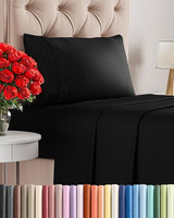 Twin Size 3 Piece Sheet Set - Comfy Breathable & Cooling Bed Sheets Set - Hotel Luxury Bedding for Women, Men, Kids, Teens, Boys & Girls - Deep Pockets, Ultra-Soft and Wrinkle Free - Oeko-Tex - Black CGK Unlimited