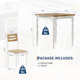 GarveeHome Dining Table Set for 2, Dining Table and Chairs Set of 2, 3 Piece Dining Table Set with Spiral Table Legs for Small Spaces, Kitchen, Apartment, White Brown GarveeHome