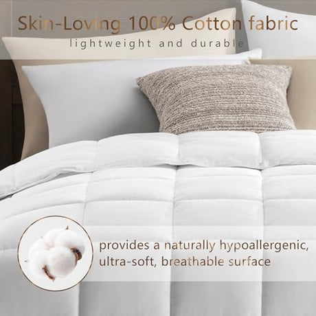 ACCURATEX Lightweight Duvet Insert King Size - 100% Cotton Shell, 250GSM Filling, Summer Down Alternative Comforter,Ultra-Soft & Breathable, Thin Duvet Insert with 8 Tabs, Machine Washable 104x90 ACCURATEX