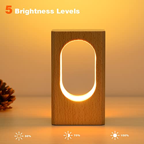 LONRISWAY LED Wood Desk Lamp, Bedroom Bedside Night Light, Dimmable Led Lighting, Creative Home Decor Table lamp, Unique House warmging Gift - WoodArtSupply