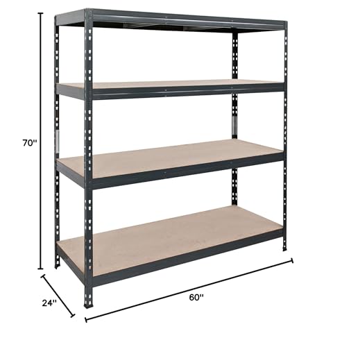 AR Shelving Heavy-Duty Garage Shelving, 4-Shelf Unit, 1000-Lb. Capacity Per Shelf, 60in.W x 24in.D x 70in.H, Model# TR18S410KGIFD9G00 AR Shelving