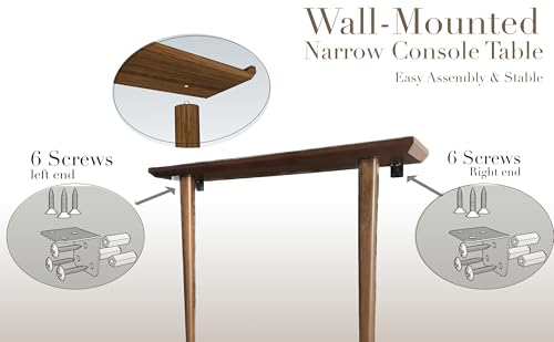 Stelalloy Wall Tables for Hallways - Extra Slim Entryway Table - Narrow Console Tables for Entryway or Foyer - Wall-Mounted Space-Saving Thin Table for Narrow Spaces - 6.25" Depth,Rich Walnut Finish Stelalloy