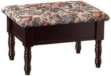 Frenchi Furniture Foot Stool, 13.2"D x 17.84"W x 5.12"H, Cherry Frenchi Furniture