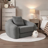 SICOTAS 49.9" Curved Convertible Sofa Couch Bed for Living Room Futon Cloud Boneless Sleeper Chair Pull Out Floor Couch with Deep Seat Single Foam Lounger No Assembly for Bedroom Apartment, Dark Grey SICOTAS