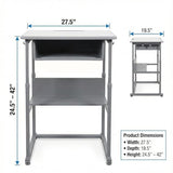 Luxor Student-M Student Desk - Manual Adjustable Desk, Ample Storage with Open Book Box and Shelf, 27.5"W x 19.5"D x 24.5" to 42"H Luxor