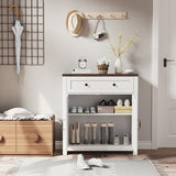 Semiocthome Vintage Farmhouse Multi-Functional Storage Cabinet with Adjustable Shelf in White Semiocthome